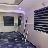Zebra blinds with patterned flooring