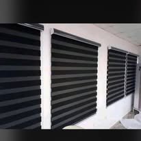 Zebra blinds installed in an office space