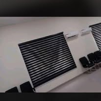 Zebra blinds in a waiting area