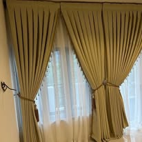 Gold curtain styling detail