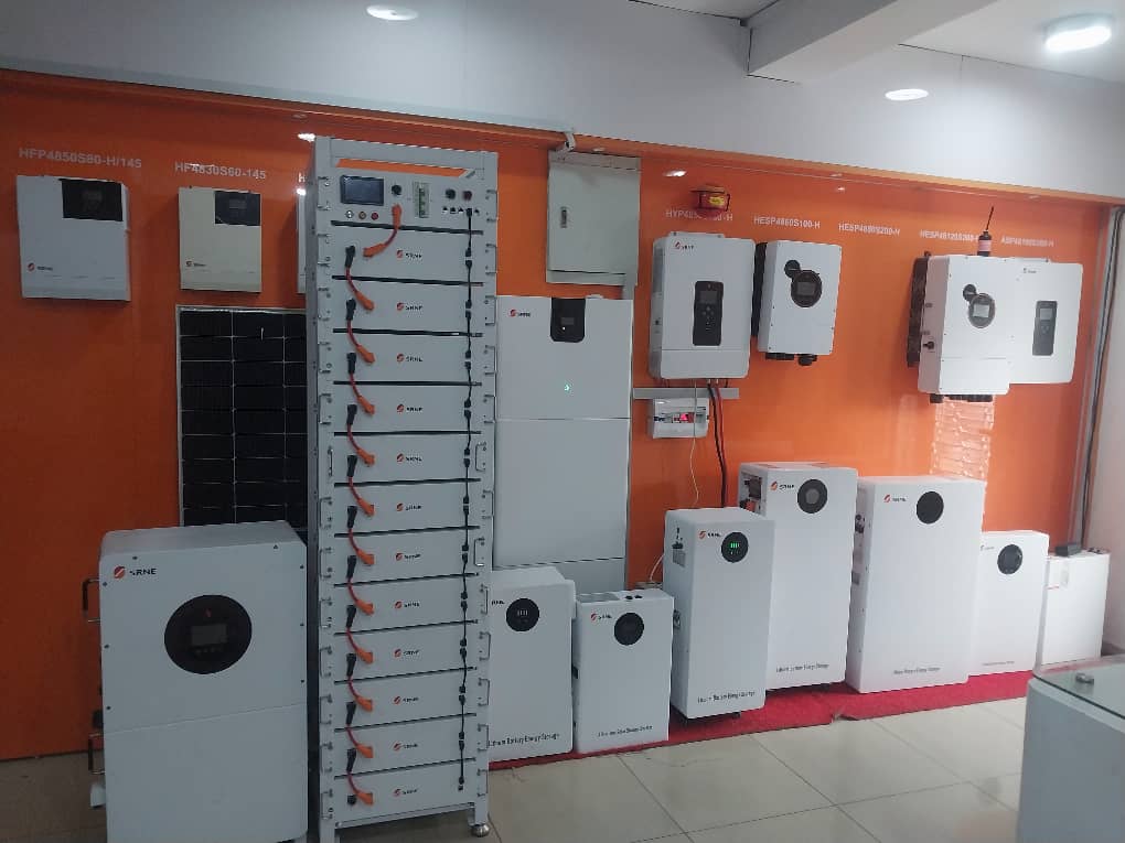 Inverters and battery units on display
